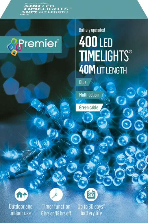 Premier 400 LED Multi Action Battery Operated TIMELIGHTS™ Blue/Green
