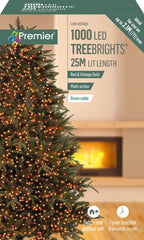Premier 1000 LED Multi Action Treebrights With Timer Red & Vintage Gold/Green Cable