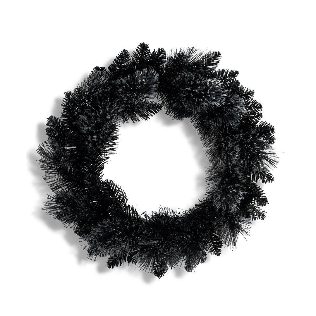Premier Black Tipped Christmas Wreath 50cm Artificial Festive Door Decoration