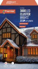 Premier 3000 LED Multi Action Cluster Brights With Timer Red & Vintage Gold/Green Cable