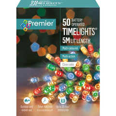 Premier 50 LED Multi Action Battery Operated TIMELIGHTS™ Multi/Clear Cable