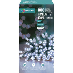Premier 50 LED Multi Action Battery Operated TIMELIGHTS™ White/Clear Cable
