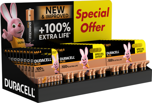 Duracell Plus Power AA/AAA Batteries Counter Display Unit x 34 Cards