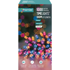 Premier 1000 LED Multi Action Battery Operated TIMELIGHTS™ Rainbow/Green