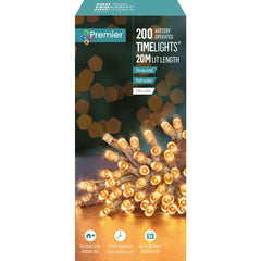 Premier Multi Action 200 LED Battery Operated TIMELIGHTS™ Vintage Gold/Clear Cable