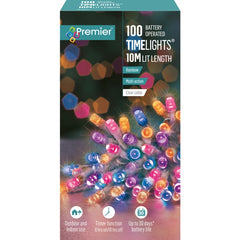 Premier 100 LED Multi Action Battery Operated TIMELIGHTS™ Rainbow/Clear Cable