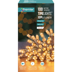 Premier 50 LED Multi Action Battery Operated TIMELIGHTS™ Vintage Gold/Clear Cable