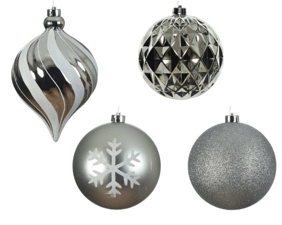 Kaemingk Shatterproof Baubles 15cm Silver/Coloured Pack 6
