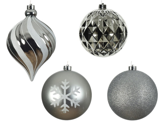 Kaemingk Shatterproof Baubles 15cm Silver/Coloured Pack 6
