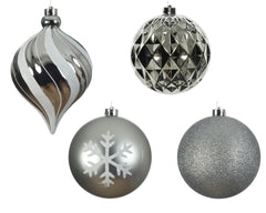 Kaemingk Shatterproof Baubles 15cm Silver/Coloured Pack 6