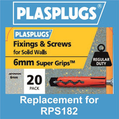 Plasplugs Red Super Grip Fixings 6mm Pack 20