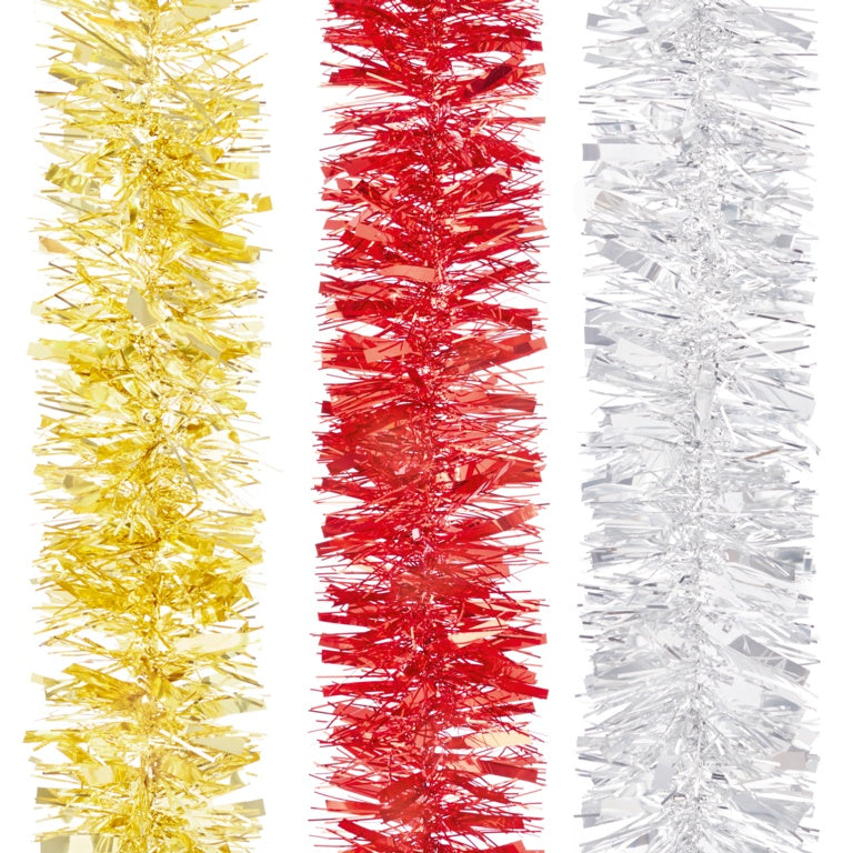 Premier Red Gold Silver Mix Chunky Tinsel 2m x 10cm Assorted