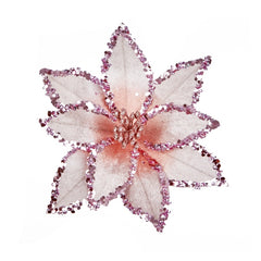 Premier Beaded Poinsettia On Clip Pink 20cm