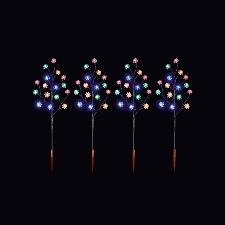 Premier Lotus Path Lights 80 LEDs Multi Coloured 60cm Set 4