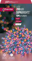 Premier 200 LED Multi Action Supabrights With Timer Rainbow/ Clear Cable