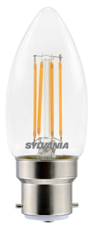 Sylvania Retro Candle Lamp Clear 470 Lumen B22 Warm White