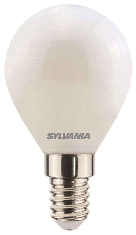 Sylvania LED Retro Ball Lamp Satin 470 Lumen E14 SES Warm White