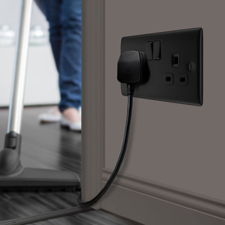 BG Double Switched Power Socket Matt Black 13a