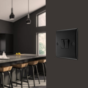 BG Double Switch 16ax 2 Way 20a Matt Black