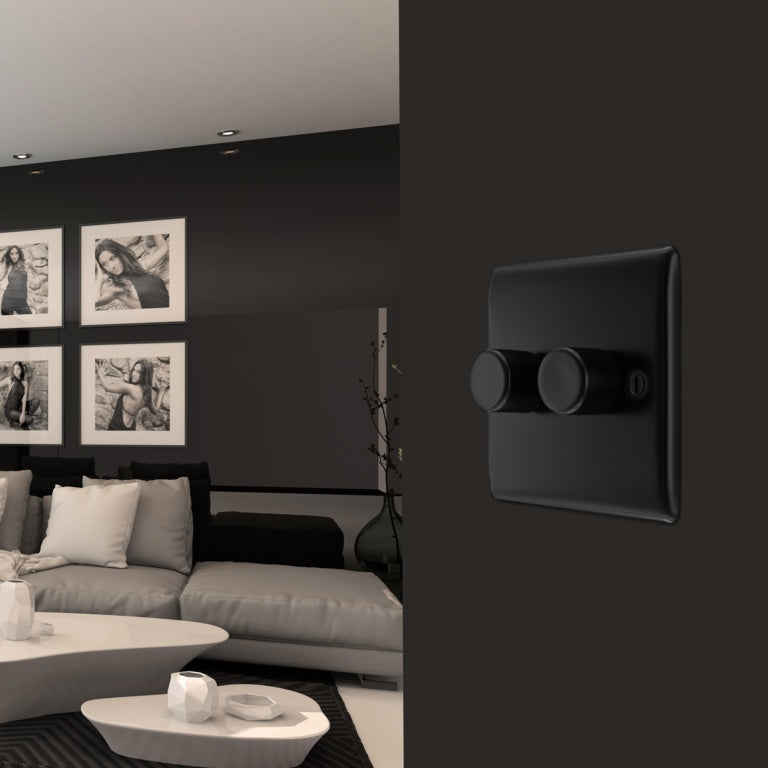 BG Double Dimmer Switch 200w Matt Black