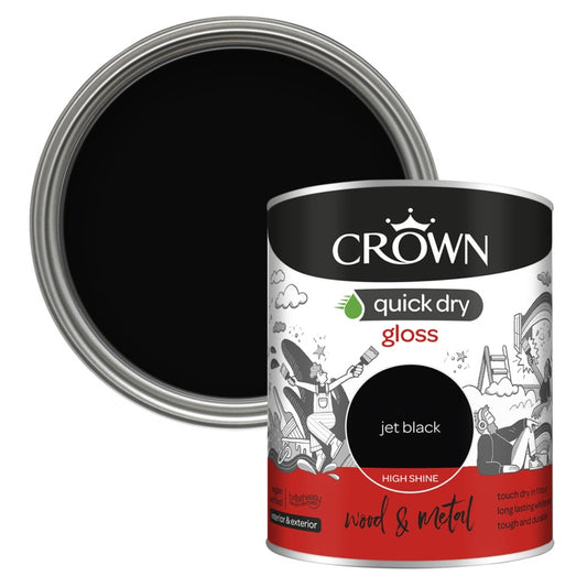Crown Wood & Metal Quick Dry Gloss 750ml Jet Black