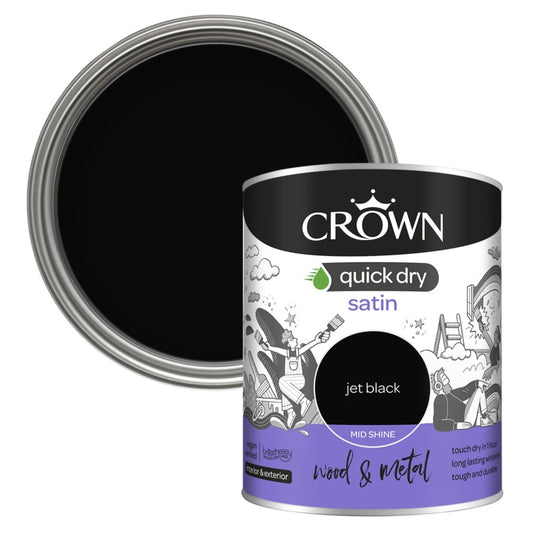 Crown Wood & Metal Quick Dry Satin 750ml Jet Black