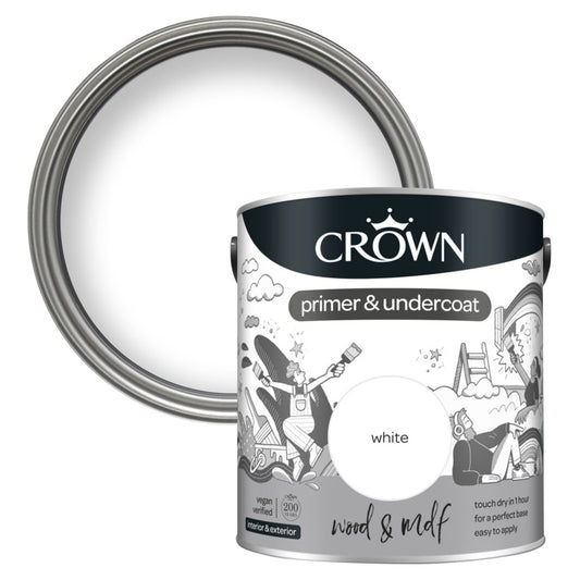 Crown Wood & MDF Primer & Undercoat 750ml White