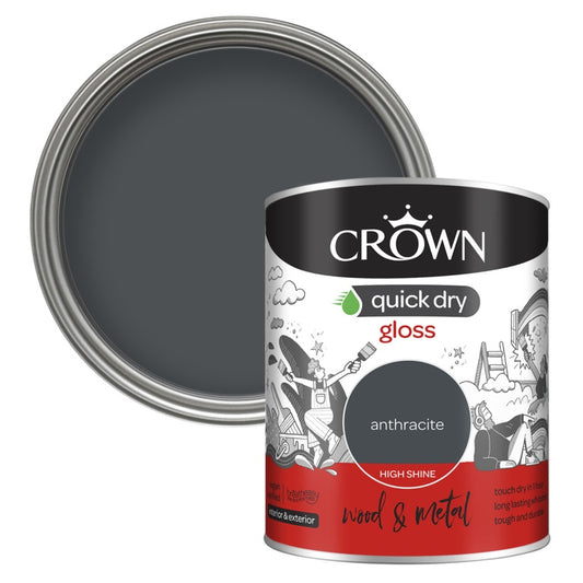 Crown Wood & Metal Quick Dry Gloss 750ml Anthracite