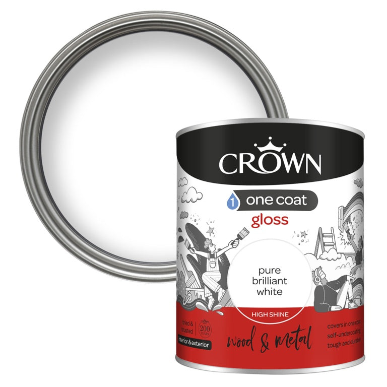 Crown One Coat Gloss Brilliant White 750ml