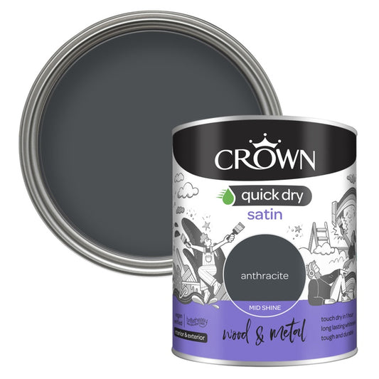 Crown Wood & Metal Quick Dry Satin 750ml Anthracite
