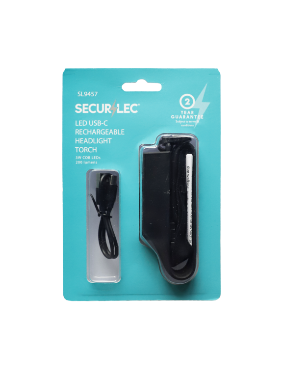 Securlec Rechargeable Headlight Torch 400mah 3w Cob LEDs