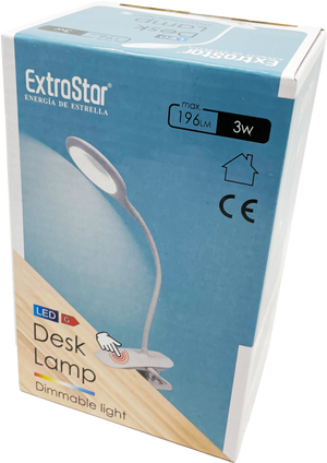 Extrastar Clip On Dimmable Desk Lamp With USB 3w White
