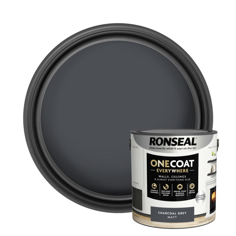 Ronseal One Coat Everywhere Matt  Paint 2.5L Charcoal Grey