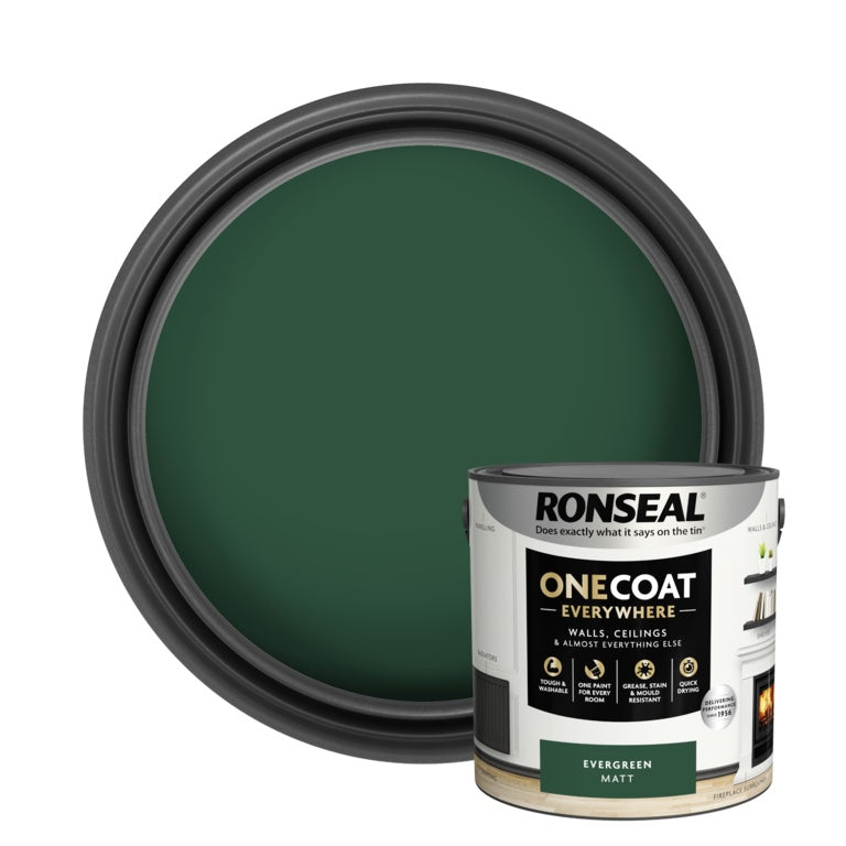Ronseal One Coat Everywhere Matt  Paint 2.5L Evergreen