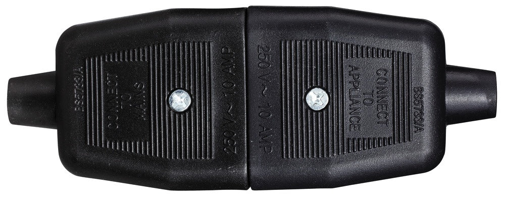 Masterplug 2 x 10 Amp 2 Pin Heavy Duty Rev Connector Black