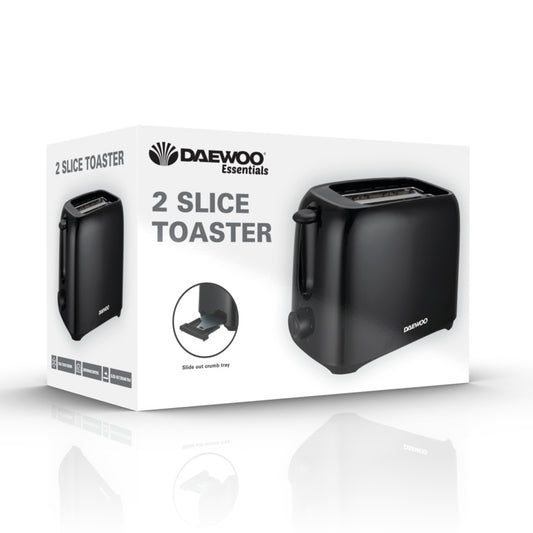 Daewoo Plastic Toaster 2 Slice Black