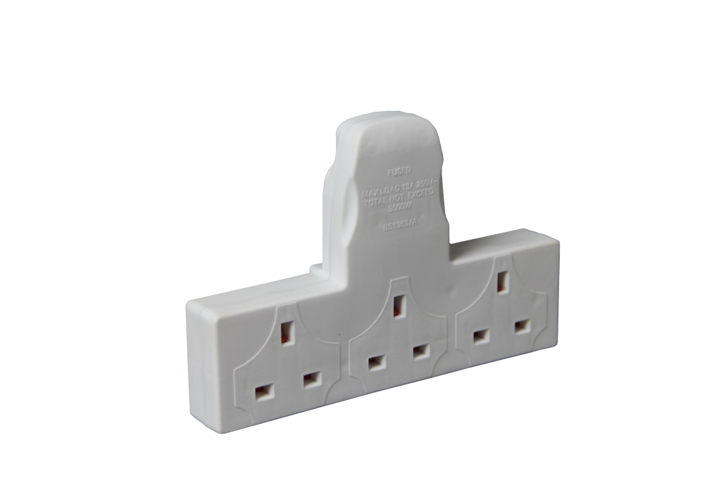 Securlec T Shaped 3 Way Plug In Adaptor 13A 240V