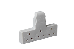 Securlec T Shaped 3 Way Plug In Adaptor 13A 240V