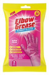 Elbow Grease Pink Super Strong Rubber Gloves Medium