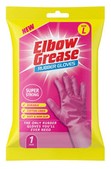 Elbow Grease Pink Super Strong Rubber Gloves Large