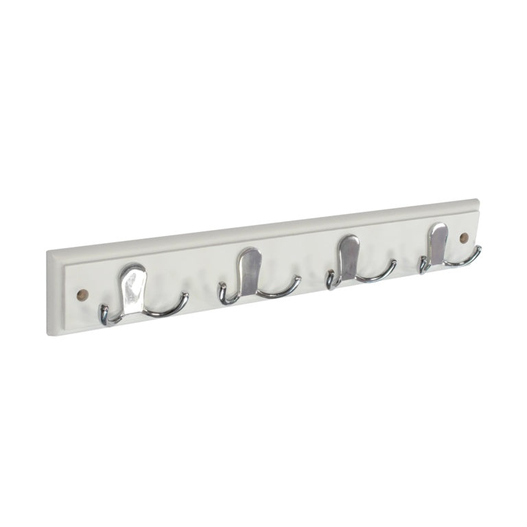 Securit White Hat & Coat Board 6 Chrome Plated Double Hooks