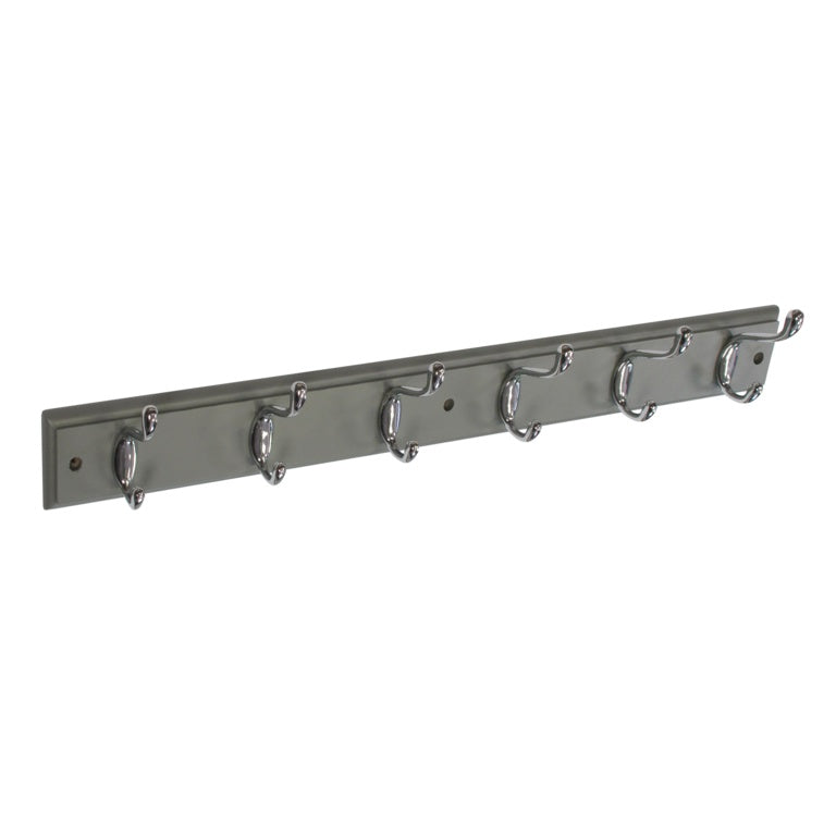 Securit Grey Hat & Coat Board 6 Chrome Plated Hooks