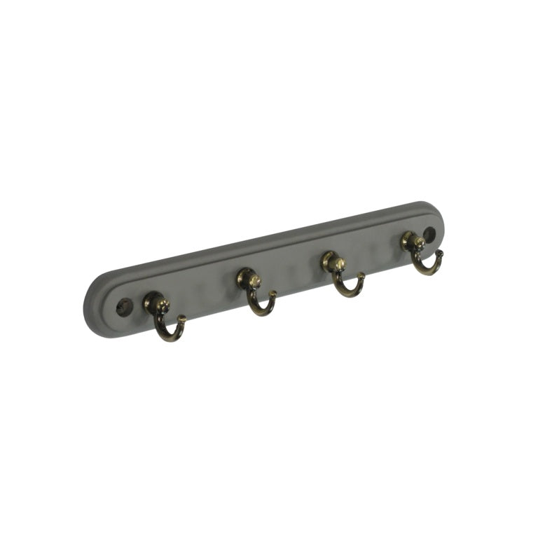 Securit Grey Hat & Coat Board 4 Antique Brass Hooks