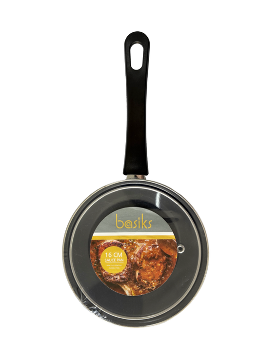 Basiks Carbon Steel Saucepan And Lid 14cm