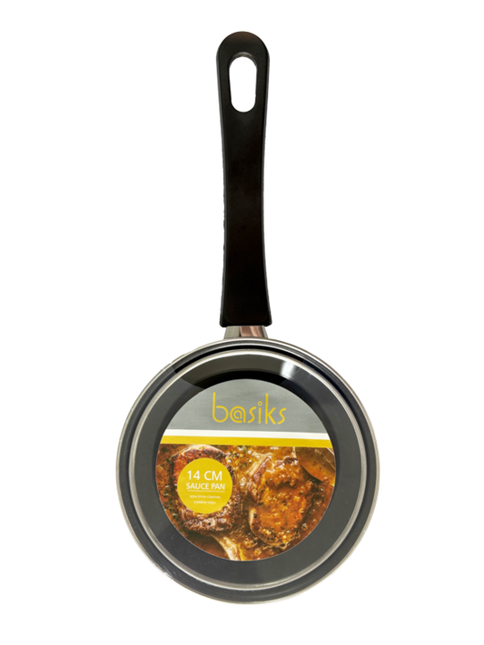 Basiks Carbon Steel Saucepan And Lid 14cm