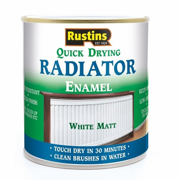Rustins Quick Dry Radiator Paint White Matt 250ml