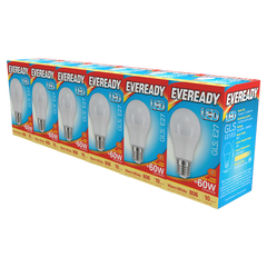 Eveready LED GLS ES E27 Pack 6 3000k/806lm
