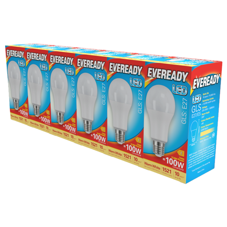 Eveready LED GLS ES E27 Pack 6 3000k/1521lm