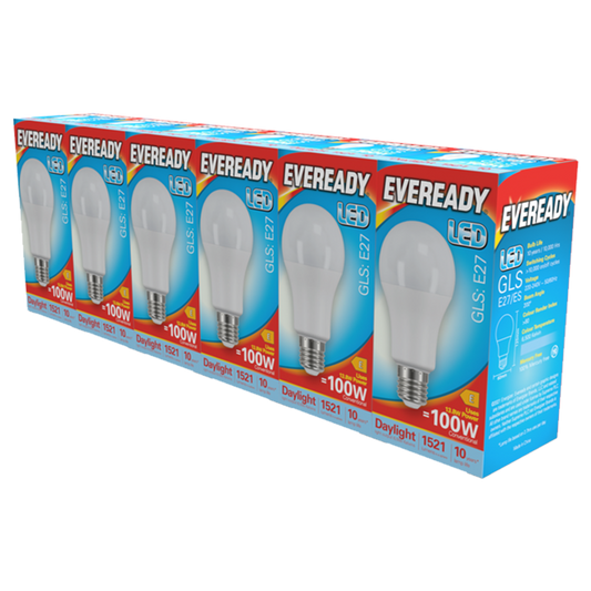 Eveready LED GLS ES E27 Pack 6 3000k/1521lm