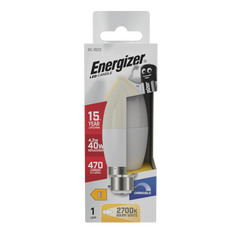 Energizer LED Candle 470lm Opal B22 Dimmable 4.2w